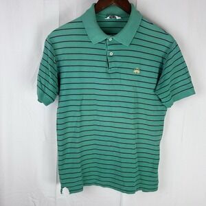 Brooks Brothers Polo Shirt Adult Large Green Striped Preppy‎ Casual Mens